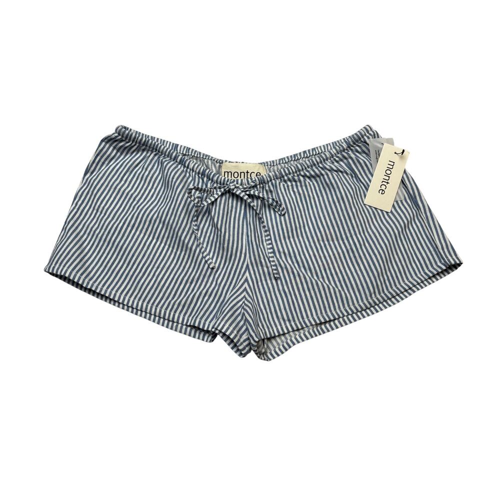 NWT Montce Classic Blue Stripe Low Rise Drawstring Shorts Women's XS